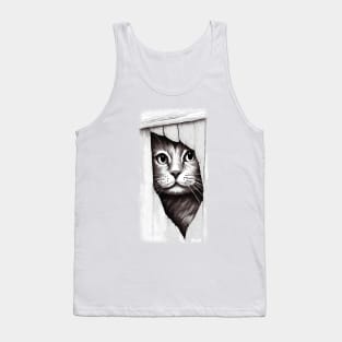 Hello - Cat looking through fence Tank Top